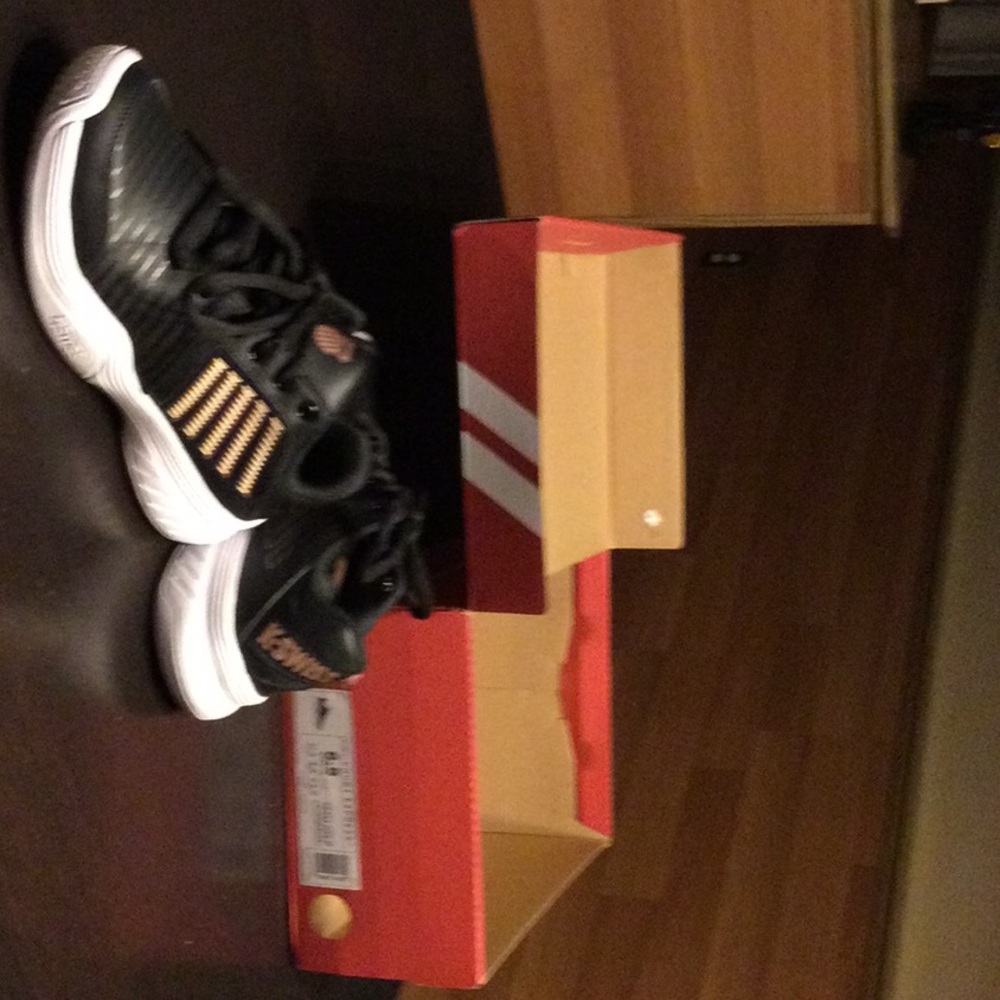 K Swiss Pickleball Court Black and White with Rose Gold athletic Shoes